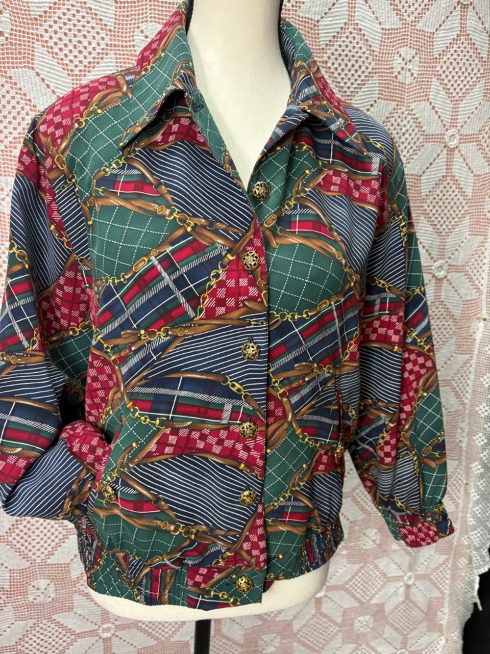 TanJay Petite Printed Jacket | Equestrian Plaid Mix Sz XS - Picture 2 of 13